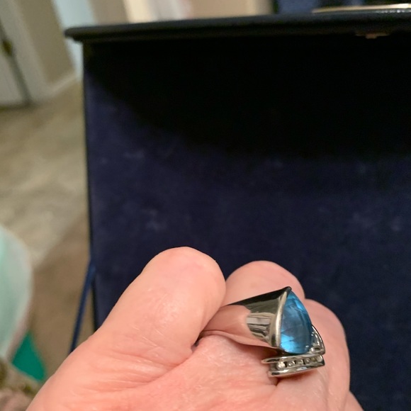 white gold, blue topaz ring with diamond accents🎉host pick🎉 - Picture 5 of 9